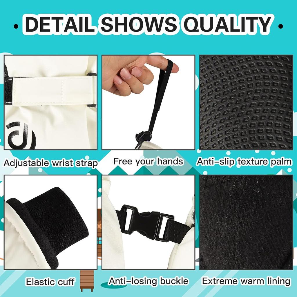 Winter Gloves Men Women Warm Waterproof Ski 5 Layer Touch Screen Snow Gloves for Cold Weather