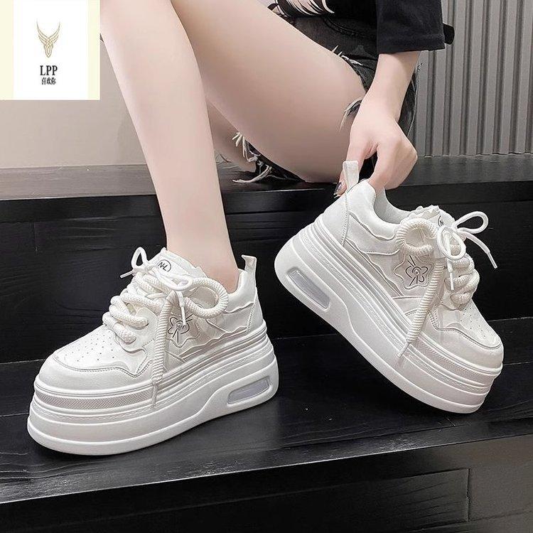 Little White Shoes Women's Spring New Lace-up Casual Single Shoes Platform-soled Fashion Muffin Shoes