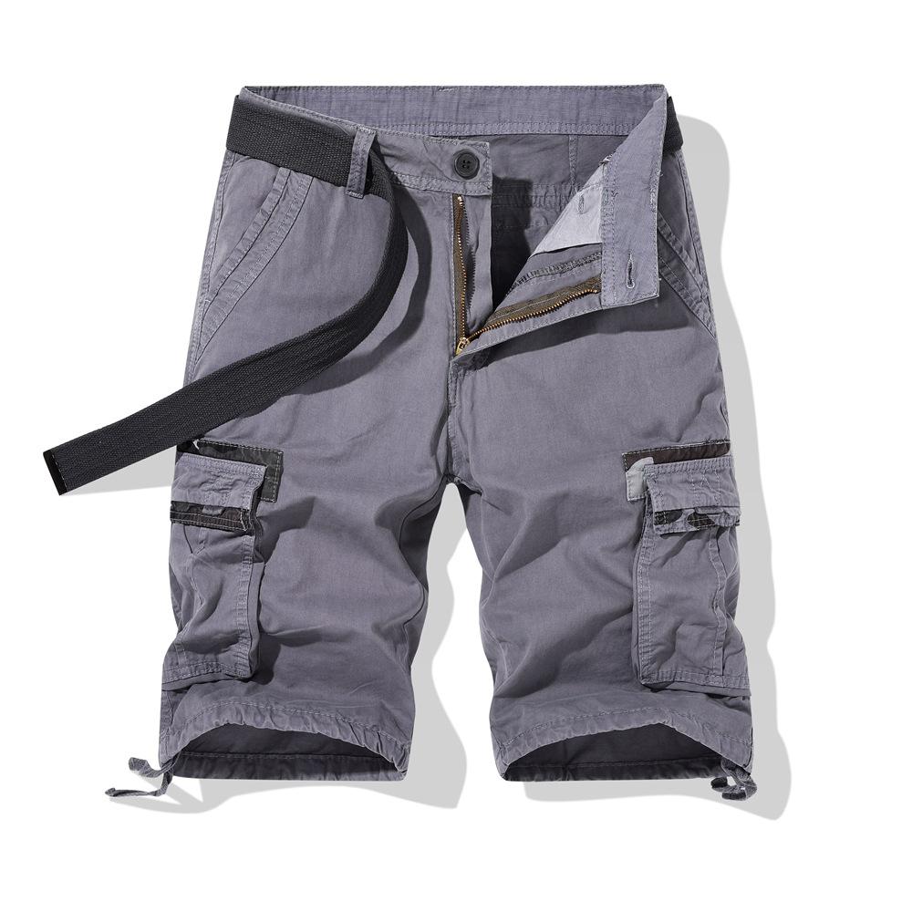 Yaz Yeni erkek Gevşek Düz Kargo Şort Çok cepli Siyah Pantolon Açık Beş noktalı Pantolon Rahat Büyük Boy