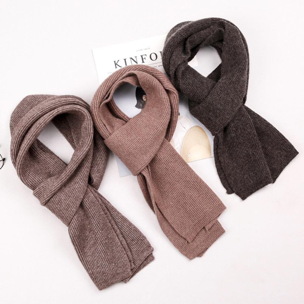 Double-side Pure Color Water Ripple Knitted Unisex Scarf Warm Soft Scarf