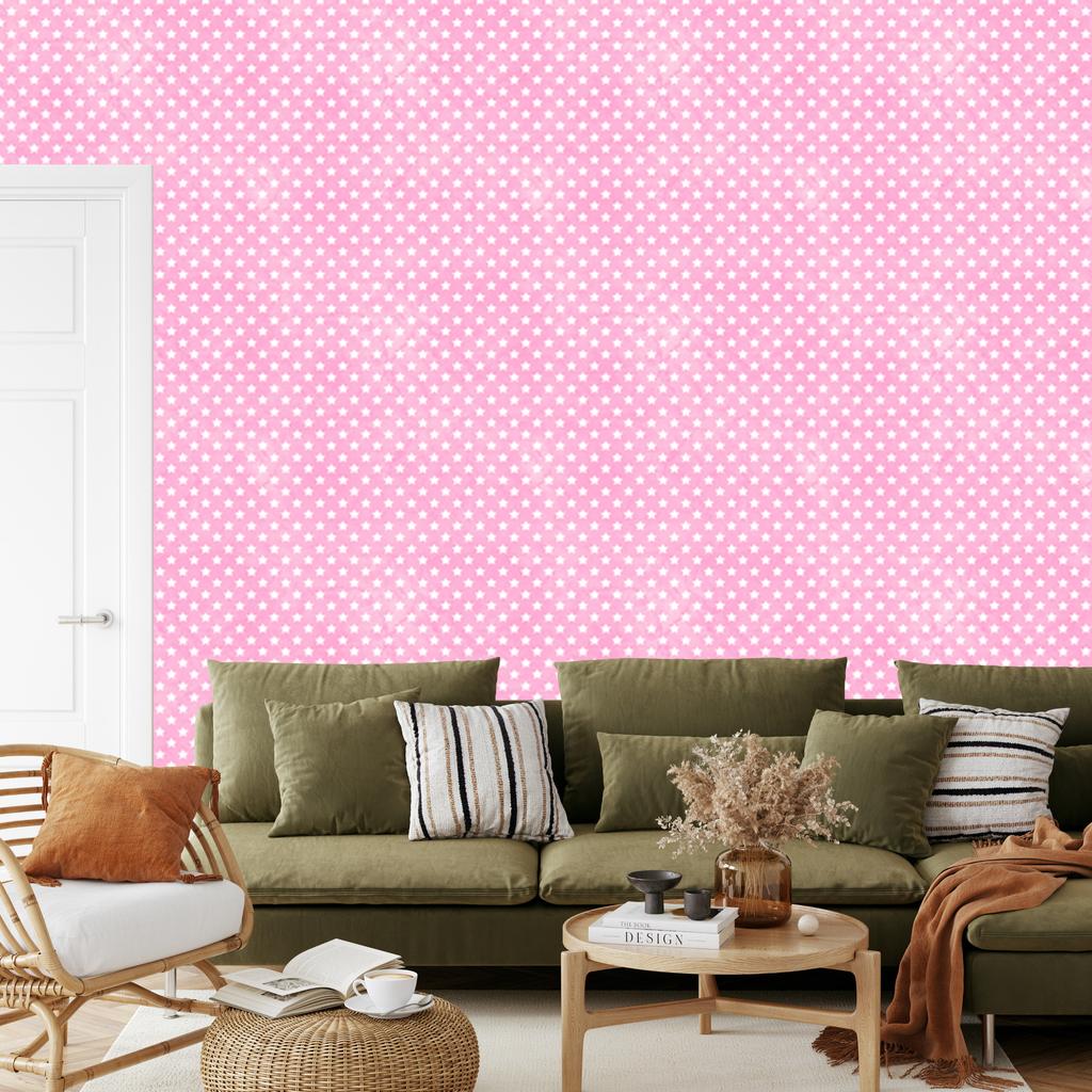 Powder Pink and White Stars Wallpaper, Powder Pink Background 50x1000