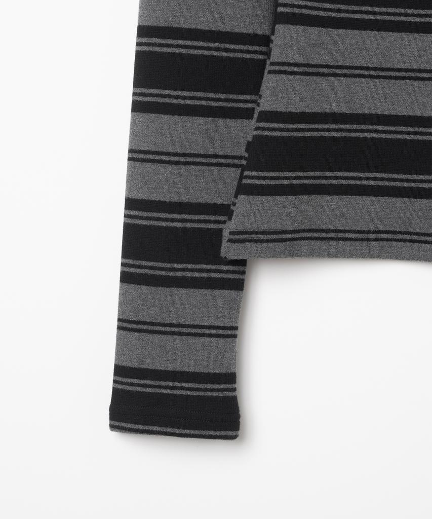 MILLO WOMEN One-Shoulder Striped T-Shirt [Charcoal Gray]