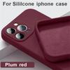 Plum Red For iPhone 16 Pro Case iPhone 11 12 13 14 15 Pro Max 12 Mini 7 8 X XS XR Cover Coque Funda Silicone Soft TPU Back Case