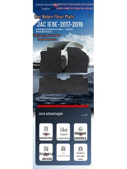 Black Nylon Floor Mats for JAC iEV6E (2017-2019)