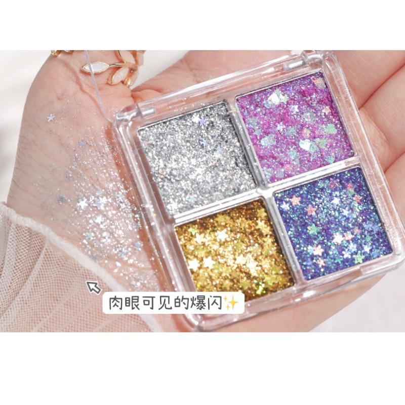 Color Glitter Eyeshadow Palette Glue Free For Stage Festival Makeup