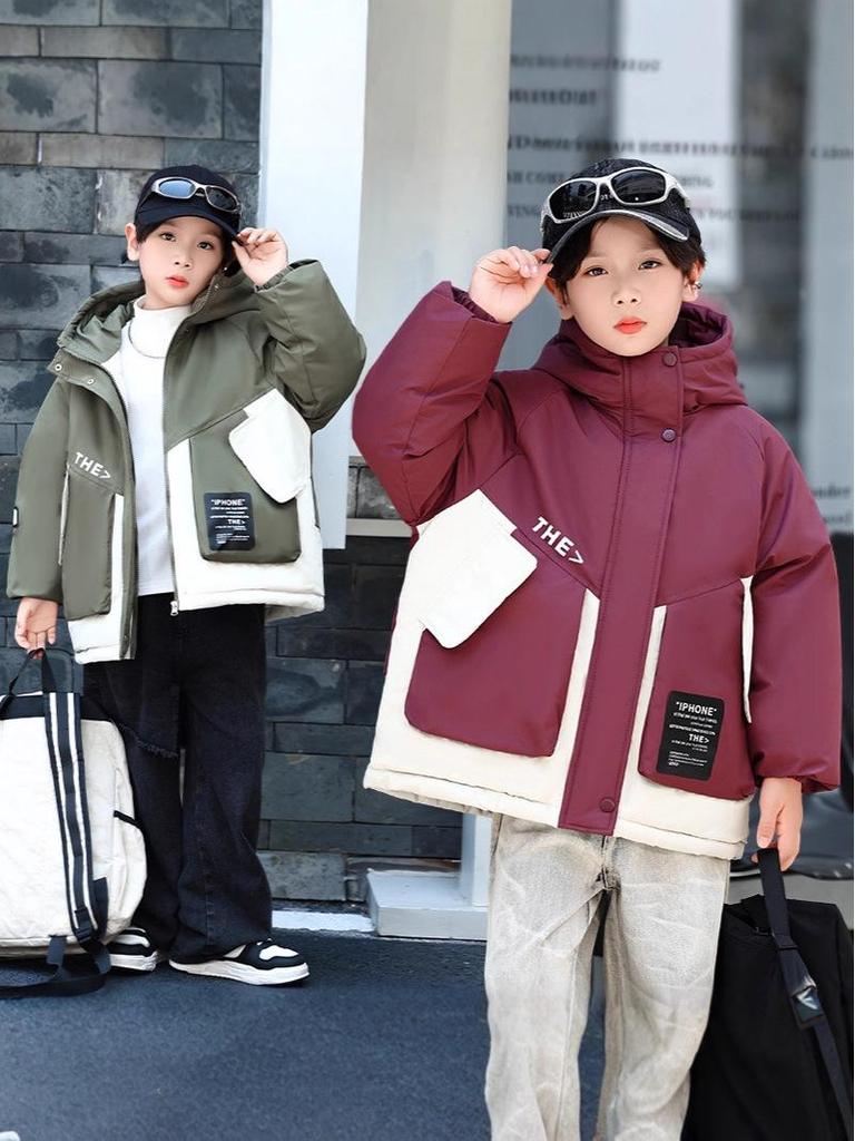 Children's Cotton Windbreaker: Boys' and Girls' Thick Hooded Autumn/Winter Jacket, 2025 New Style School Uniform for Middle & Big Kids