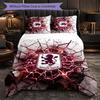 Set Biancheria da Letto Aston Villa Football 3 Pezzi Morbido Set Copripiumino con Federe Set Decorazione Camera da Letto per la Casa