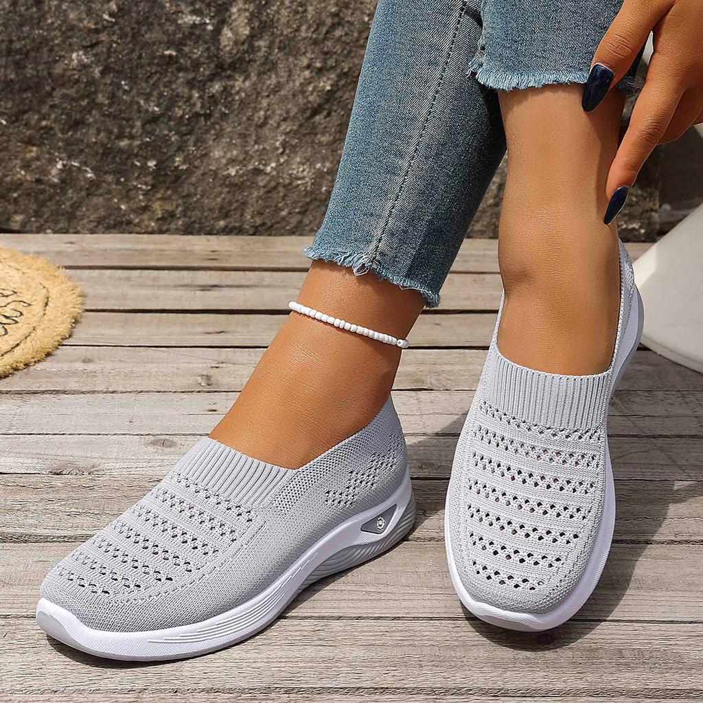 Spring Summer Women's Lightweight Knit Walking Shoes Breathable Casual Sneakers Non-slip Outdoor Daily Commute Footwear