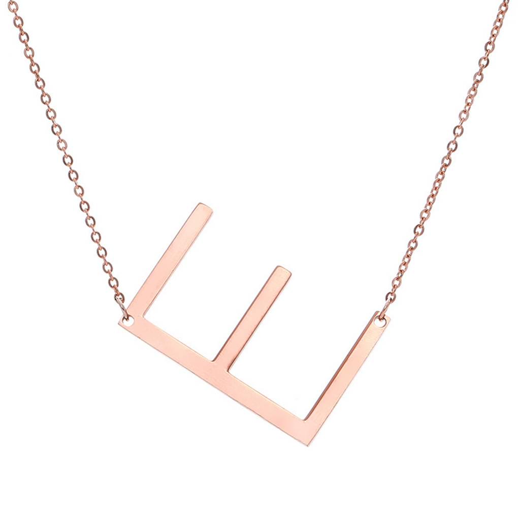 Alphabet Necklace Rose Plated Initial Letter Alphabet A - Z Choker Pendant