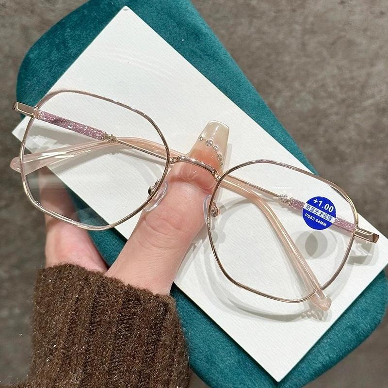 

Neutral Fashion High-Definition Presbyopia Glasses Women S New Metal Round Frame Reading Glasses New Luxury Farsighted Glasses +1.0