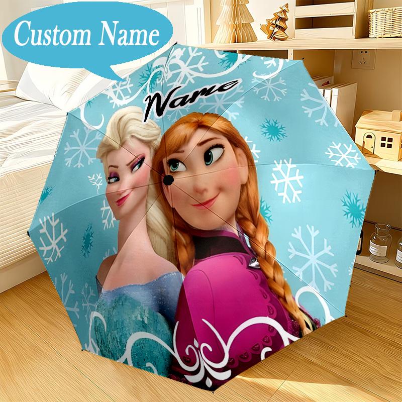 Custom Name The Snow Queen Umbrella Folding Umbrella, Automatic Umbrella 8-Frame for Travel, Casual Lightweight Birthday Christmas gift