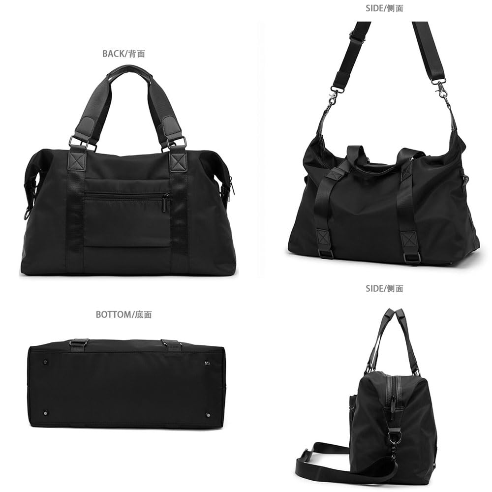 LEOLEO Boston Travel Business Large Crossbody Bag, 1-2 Nights, Trips, Trips, 3-Way, Unisex, Compact, Capacity, Water-Repellent, (Black 01)