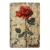 Vintage Rosen Blechschild - Premium Aluminium Wanddeko, Rustikales Bauernhaus 8x12 Wetterfest