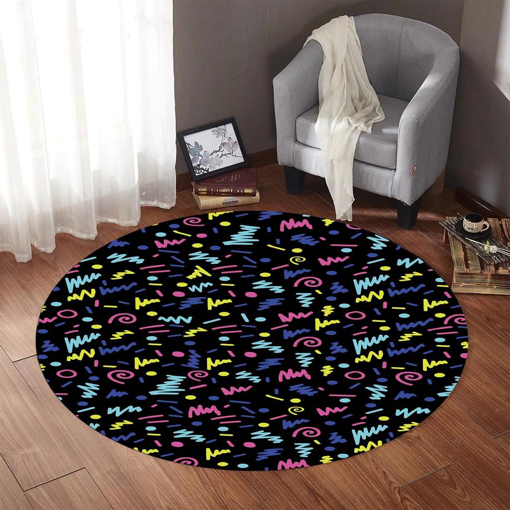 Arcade Round Rug Spacey for Gaming Room Gamin Carpet Arcade Carpet Popular Salon Decoration Non Slip Washable Area