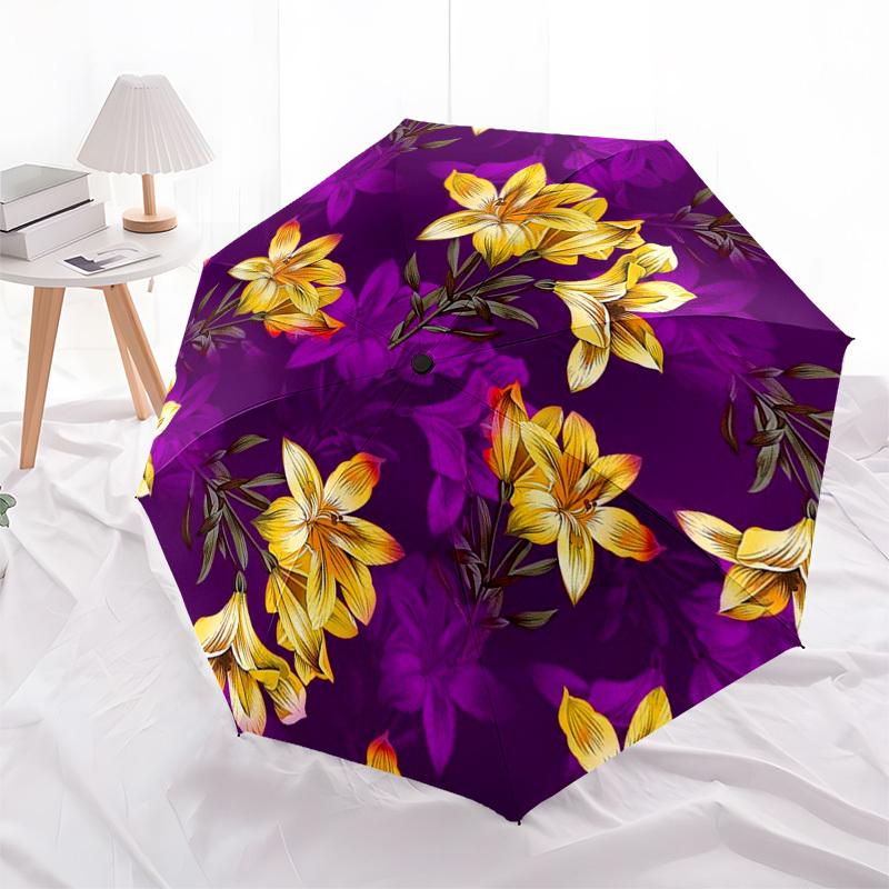 

1pc Floral Pattern with Yellow Flowers Umbrella with Plastic Handle,Compact & Stylish,Suitable for All Seasons ptys26071