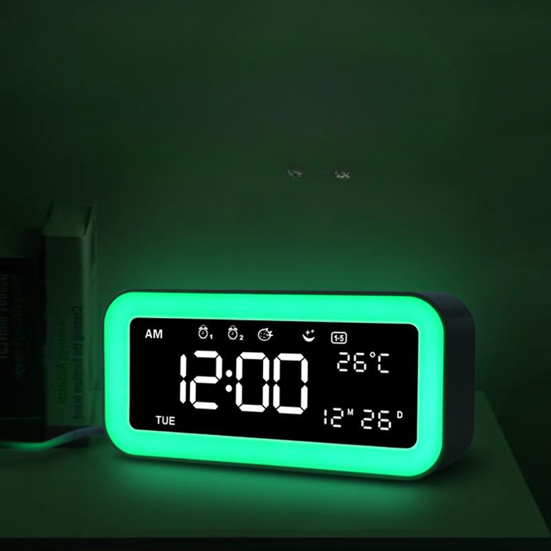 

Новый Креативный Зеркальный Атмосферный Светильник Будильник Музыкальное Пробуждение Электронные Часы Двойная USB Зарядка Внешний Интерфейс