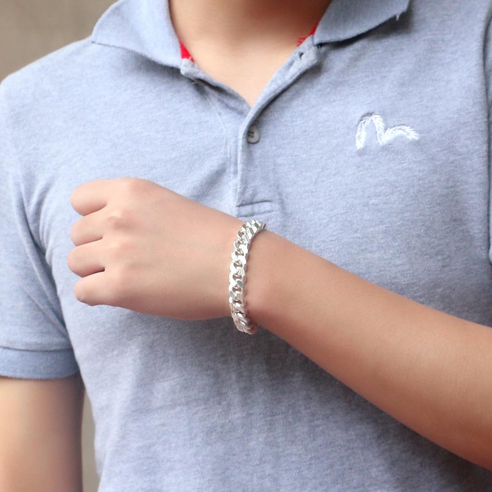 Classic Cuban Whip Car Flower Bracelet Thick Rhodium Gold Plated Men'S Jewelry