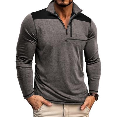 Herren Herbst Winter Reißverschluss Stehkragen Warmer Pullover Lässig Einfarbig Langarm Unterhemd Outdoor Slim Sportlicher Pullover Tops