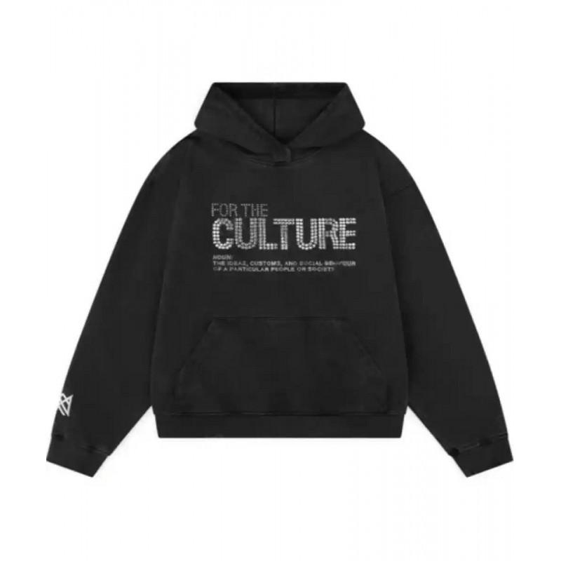 Unisex Oversized Hooded Sweatshirt With Rhinestone