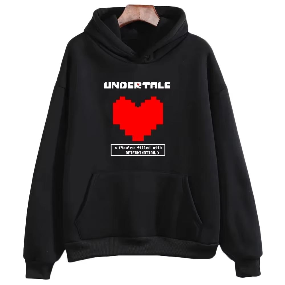 New Undertale Hoodie Determination Pixel Heart Graphic hoodie Men Women Harajuku Y2K Gothic Oversized Sweatshirt Perfect for Commute & Loungewear