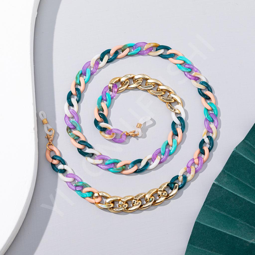 Spot glasses chain acrylic retro buckle DIY plastic beaded acrylic simple chain eye chain chain