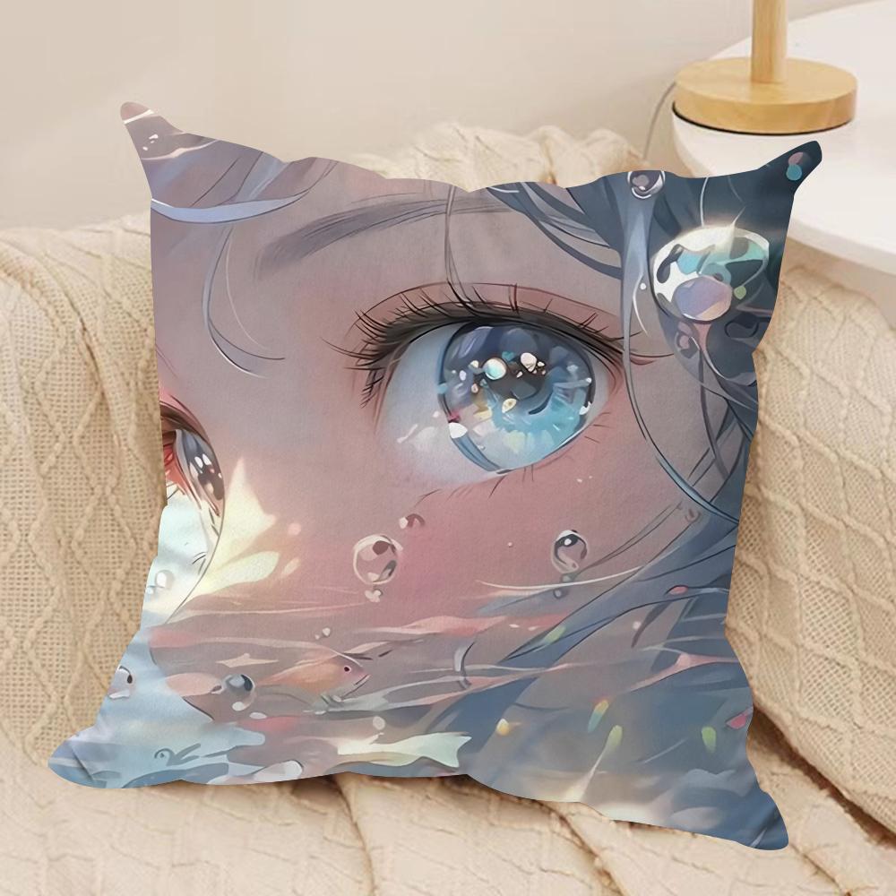 Anime Oshi No KKo Hoshino Cushion Cover Silky Short Plush Invisible Zipper Dustproof Sofa Pillow Case For Home Decor