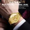 Men's Three Flame Dragon Quartz Watch Golden Dragon Relief Waterproof Luminous Calendar Watch Festival Gift
