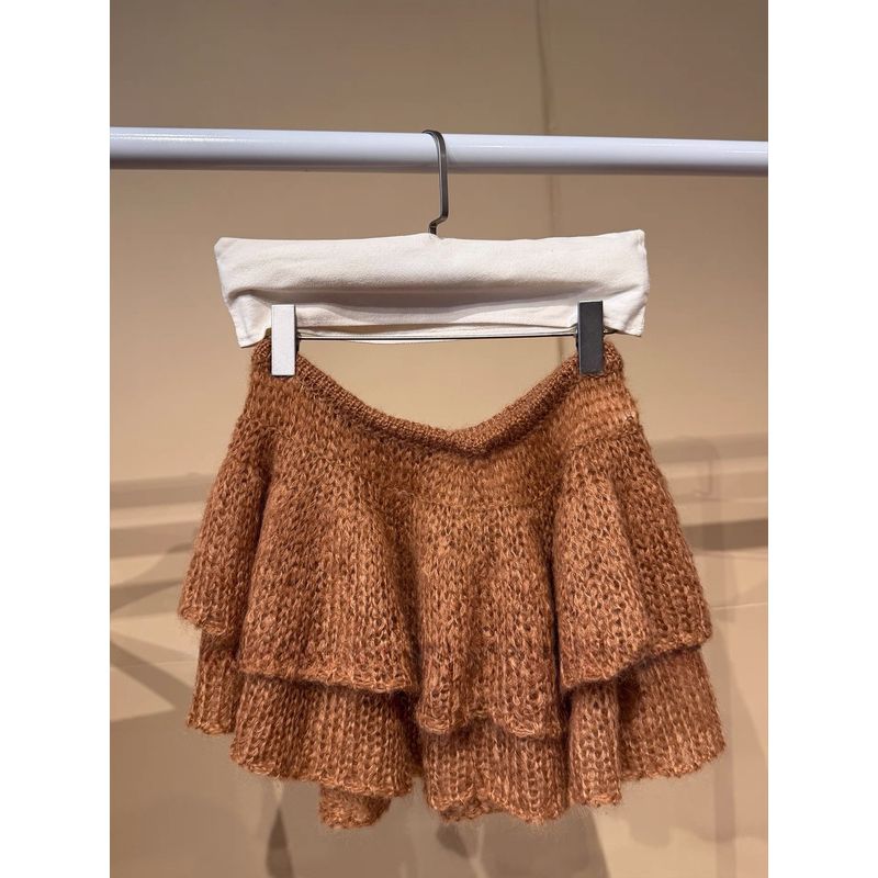 

Йойоуна (Нежная ловушка) Водорастворимое кружево пэчворк мохер цвет молочного чая пуловер V-образный вырез свободный свитер осень Caramel overskirt (original high setting) XS