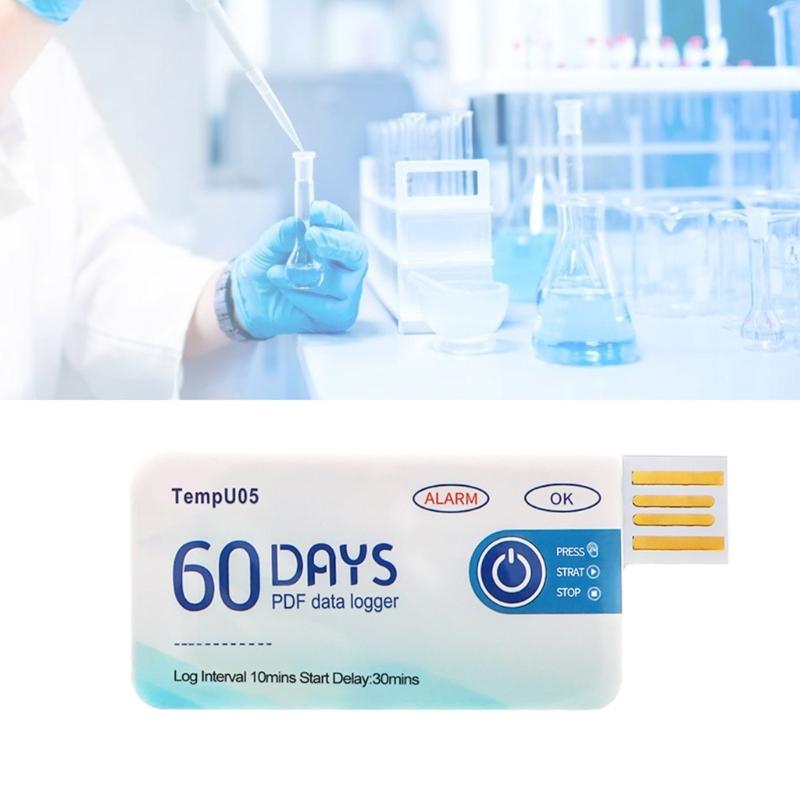 USB Temperature Data Logger 10000 Point Single Use Temperature Recorder with PDF Report Warning Light 60 Days Disposable