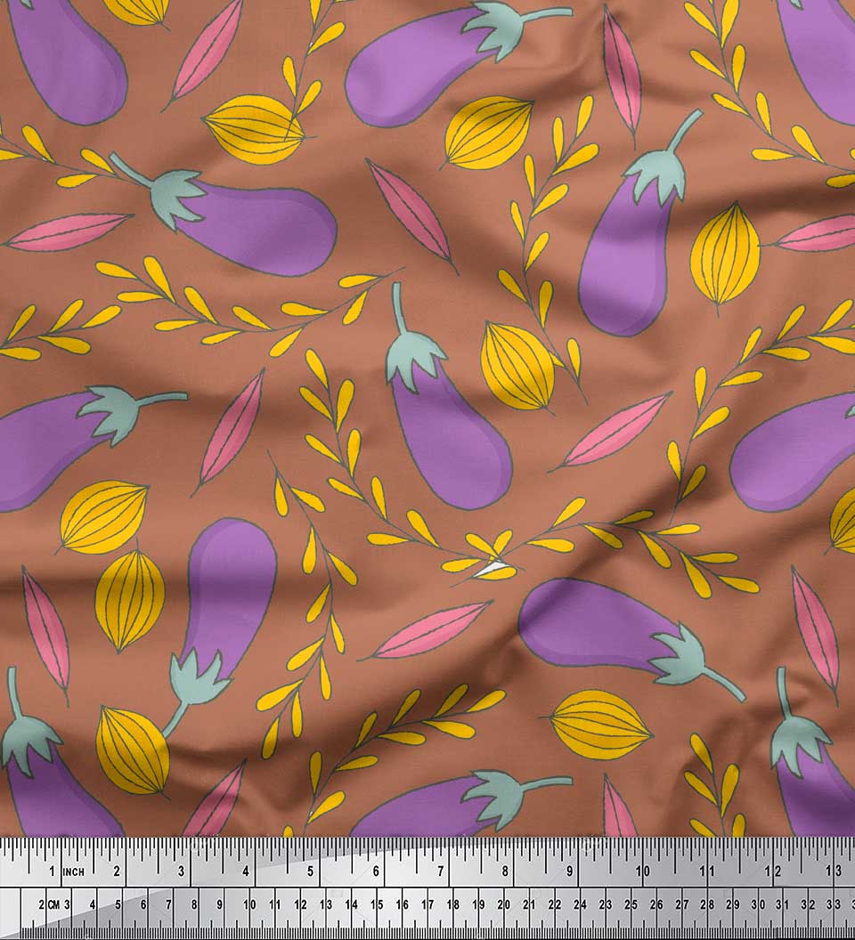 

Soimoi Зелена японська креп-сатин Тканина Brinjal Овочева декоративна тканина з принтом 42 дюйми 42 Inch Wide - Poly Crepe коричневий