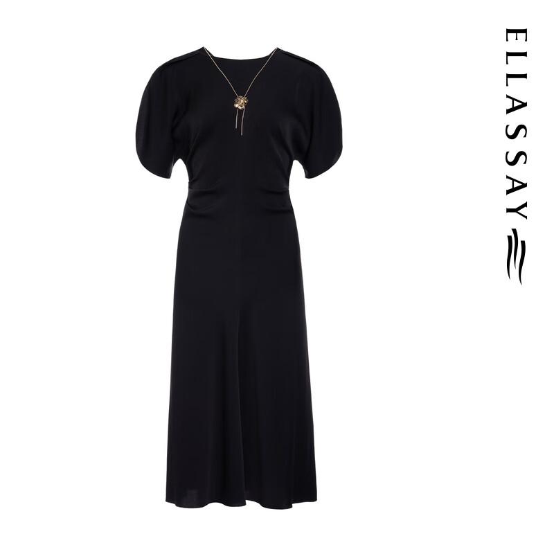 ELLASSAY Spring/Summer V-Neck Pleated Waist Triacetate Dress
