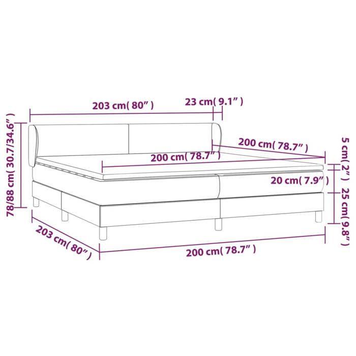 3126113 vidaXL Lit à sommier tapissier avec matelas Taupe 200x200 cm Tissu