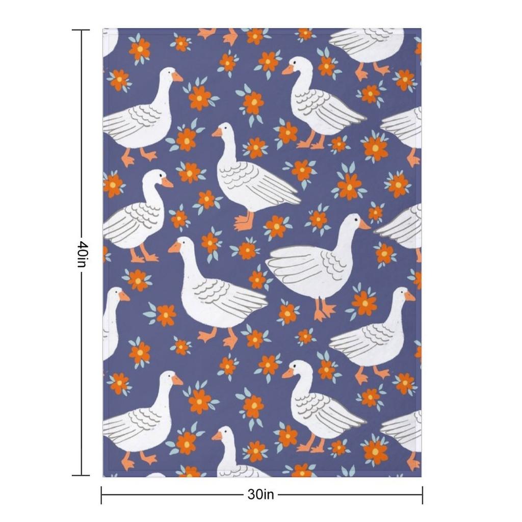 Geese in The meadow - Navy blues Throw Blanket For Sofa Thin Camping Thins Bed covers Blankets
