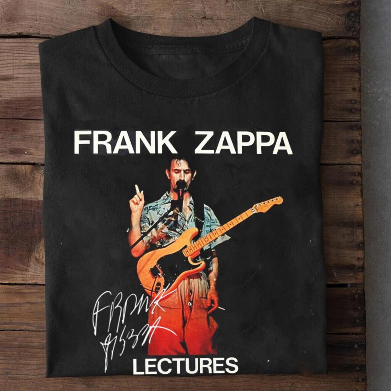 NEW Frank Zappa Lectures Signature Short Sleeve Black All Size Shirt Unisex T-Shirt S