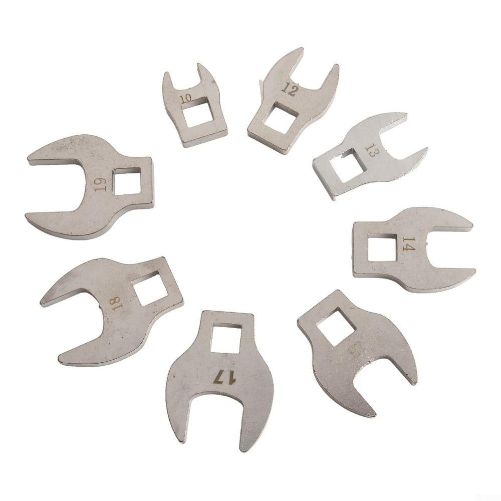 8Pcs 10-19mm Crowfoot Wrench Set Movable Head 3/8" Drive Crowfoot Wrench Set  Hard-To-Reach Areas