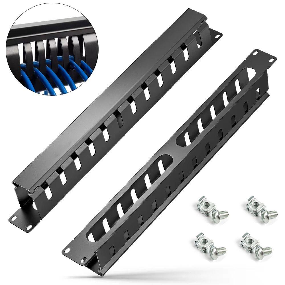 Trunking 1U Cable Management Horizontal Mount 12/24 Slot 19inch Server Rack Wire Organizer Metal Wiring Duct Data Room