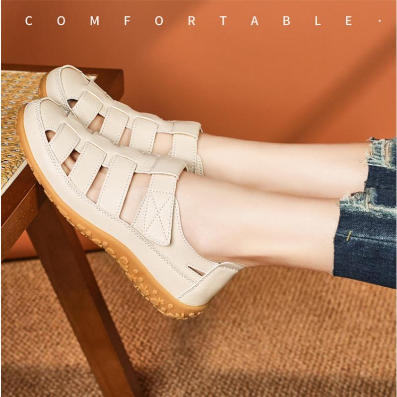 Large Size Sandals Spring Hollow Out Pit Hole Women's Shoes Thick Bottom Waterproof Mom Shoes Flat Bottom Beach Sandals