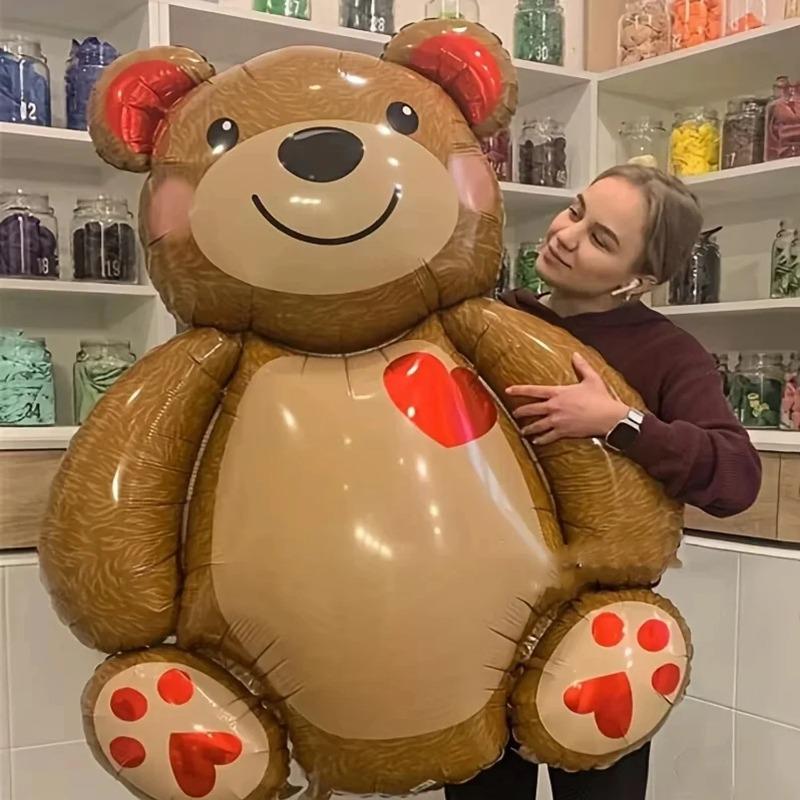 1/2pcs Big Bear Foil Balloon Valentine's Day, Aluminum Film for Proposal & Party, Romantic Wedding Birthday Decor Gift