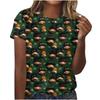 Cuello Redondo de Verano 3D St. Camisetas de Manga Corta Casuales de Moda para Mujer con Estampado Temático Verde del Día de San Patricio