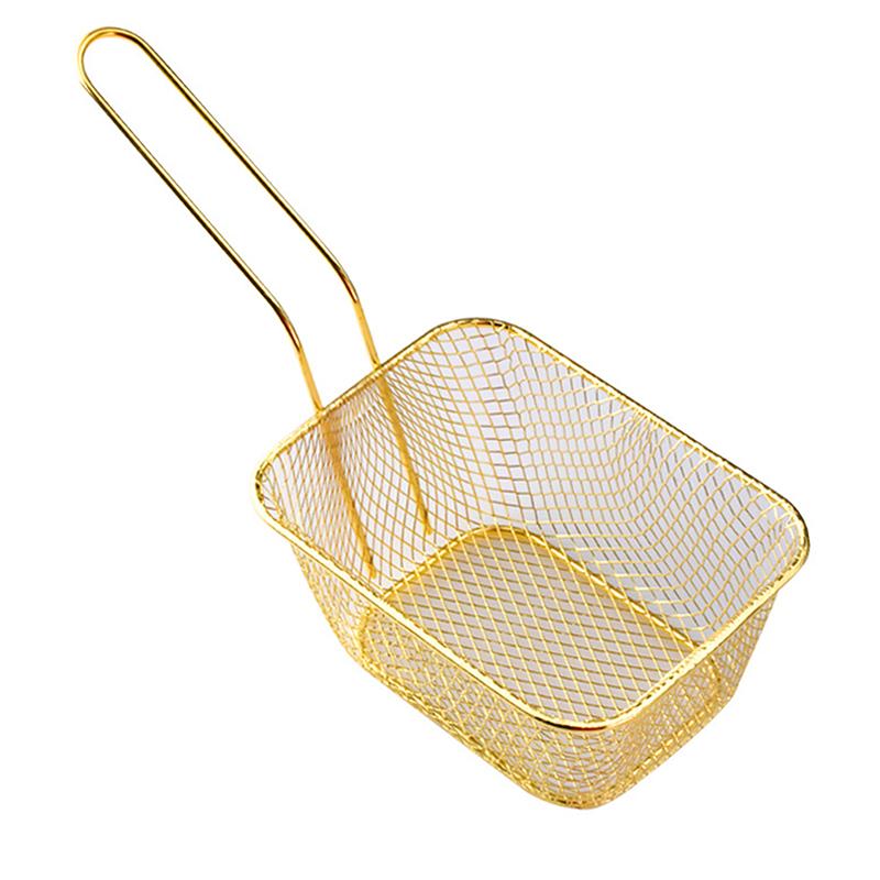 Stainless Steel Frying Basket Multifunctional Mini French Fries Frying Basket Creative Square Oil Separated Frying Basket