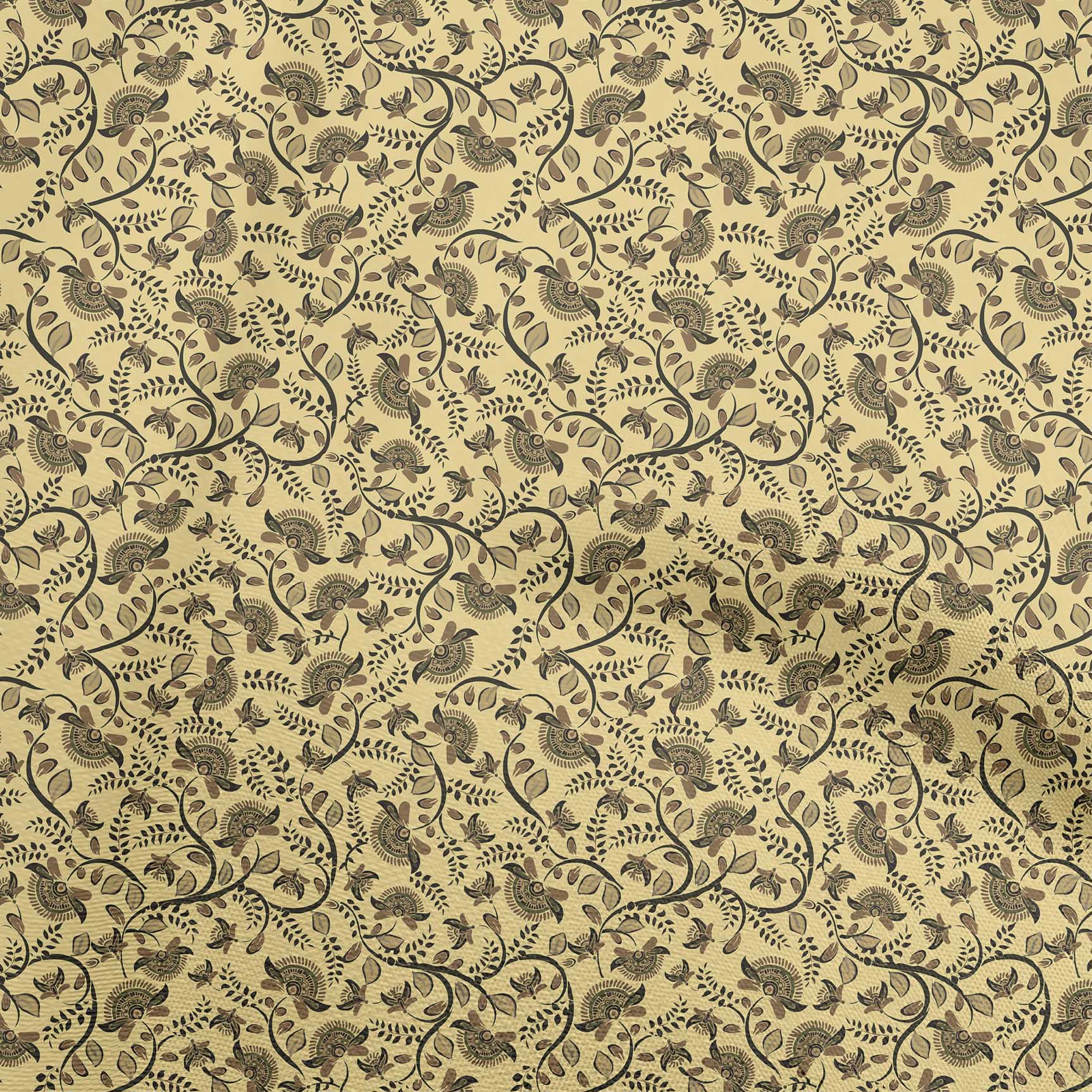 

OneOone Бавовняний поплін Чорна тканина Kalamkari Craft Projects Decor Fabric Printed By The Yard 42 дюйми 42 Inch Wide - Viscose Chiffon жовтий