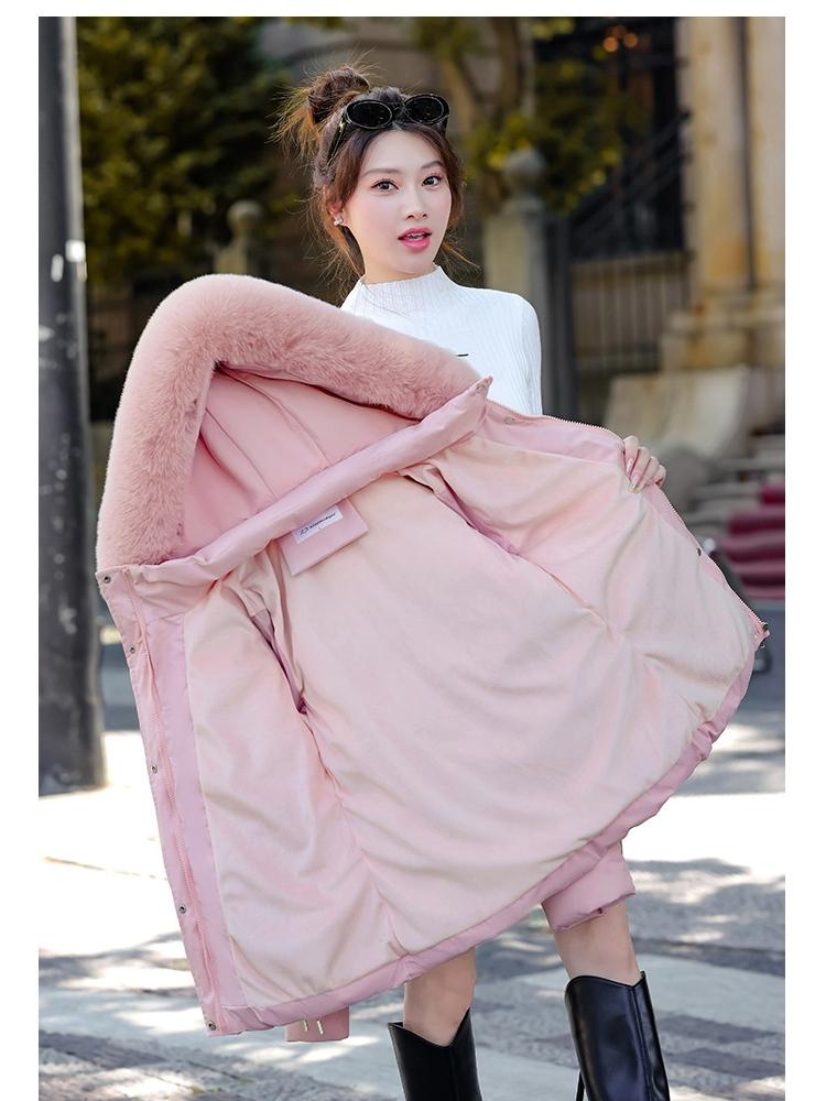 Removable Cap Cotton-padded Coat Women's Short Winter Thickened Big Fur Collar Jacket