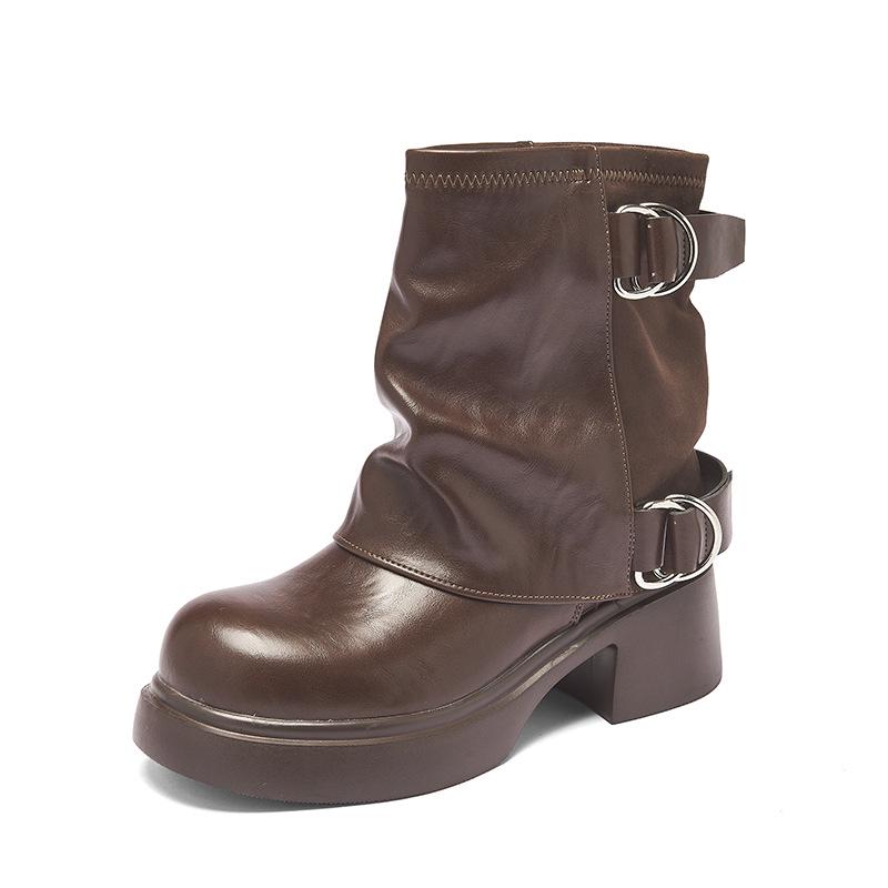 Augusden Women's Black Martin Boots 2025 - New Autumn Thick Sole Ankle Boots