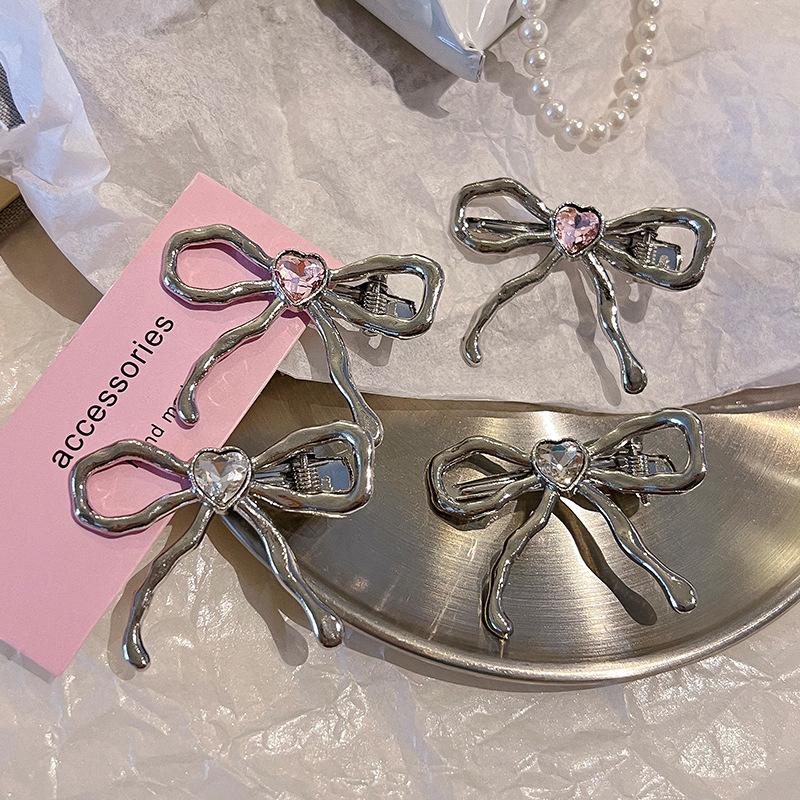 Metal Bowknot Heart  Barrettes Hairpin Women Elegant Side Bangs Duckbill Clip Women Girls Hairclip Hair Accessories