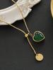 Stainless Steel Emerald Diamond Heart Shape Titanium Steel Adjustable Necklace For Women,  Suitable For Daily Wear And Gifts