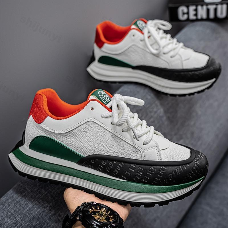 Fashion Men Sports Shoes Low-Top Thick-Heel 2025 Autumn Casual Sneakers Comfortable Synthetic Material Casual Shoe Outdoor Running Shoes