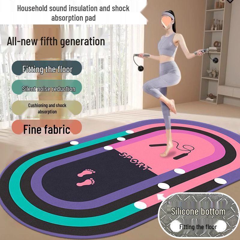 Shock Absorption Yoga & Jump Rope Mat - Thick, Wide, Non-Slip, Soundproof for Home Fitness