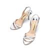 Summer new high-heeled sandals women's stiletto cross with open toes sexy silver stiletto large size small size sandals
