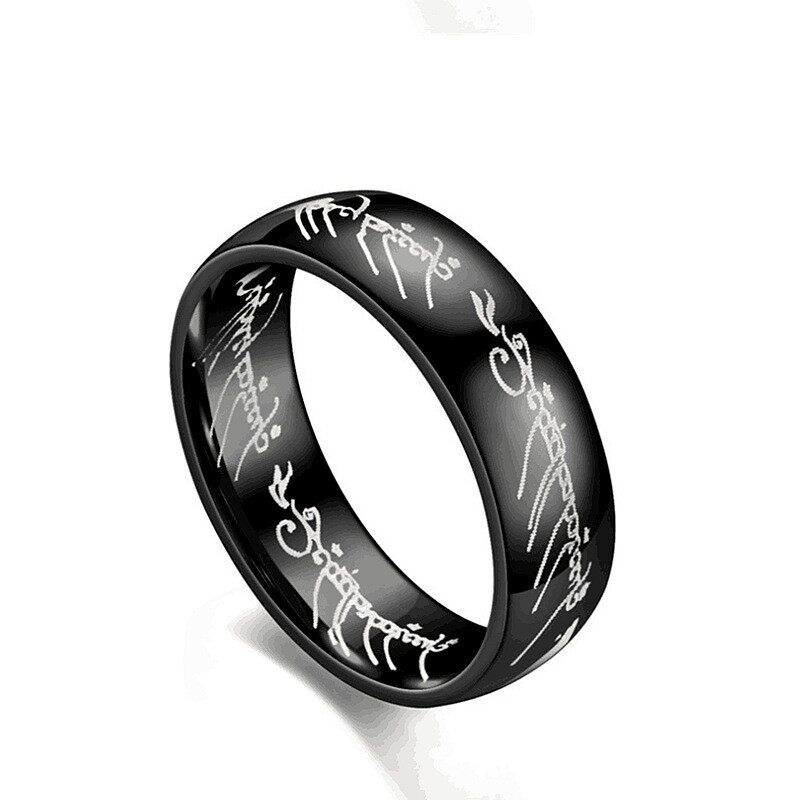 Fancy Trendy Men's Fashion Stylish Minimalist Titanium Steel Ring Men Non-Fading The Lord of the Rings Punk Fashion Ornament