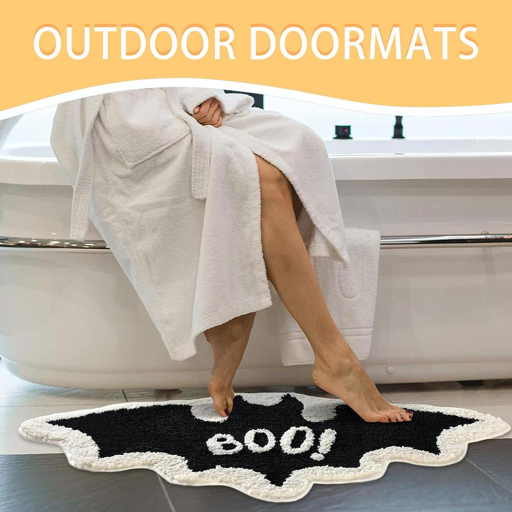 80x40cm Halloween Bat Door Mat Halloween Outdoor Bat Rug Goth Decor Absorbent Soft Carpet Seasonal Home Decorations for Bathroom